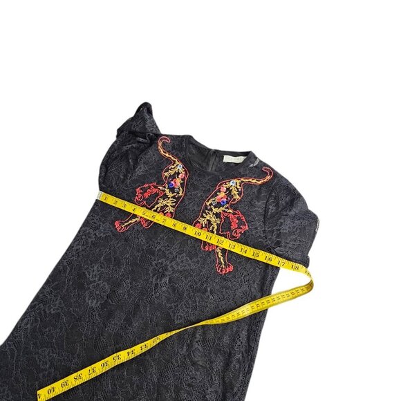 Sandro Paris Womens Lace Sheer Embroidered Long Sleeve Blouse, Open Back, 1/US S - Picture 7 of 9